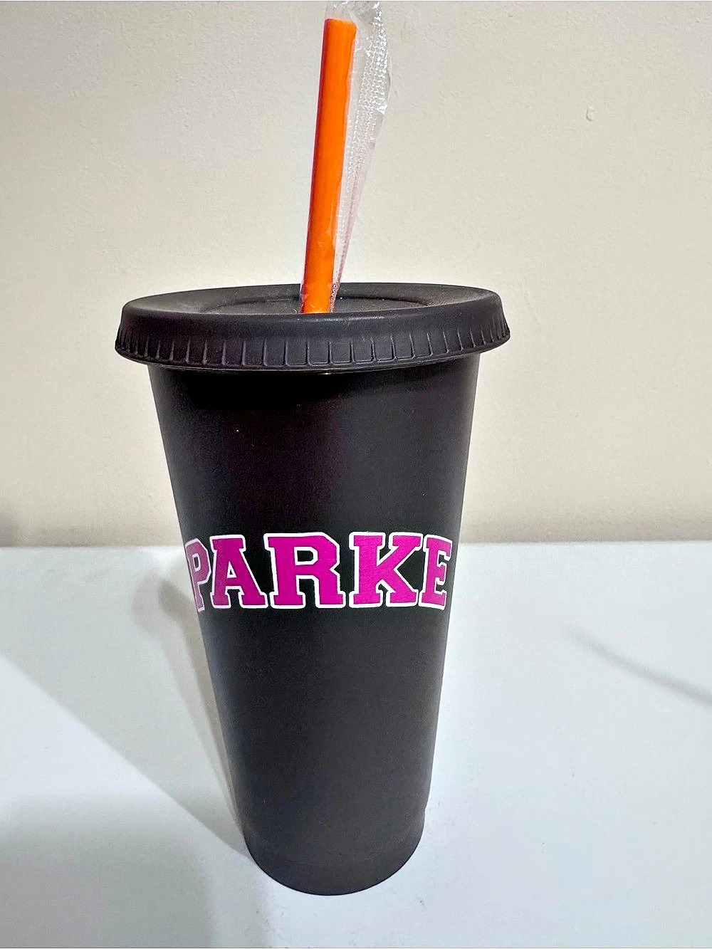 Parke Brown & Pink plastic Dunkin Collab Drink Cup
